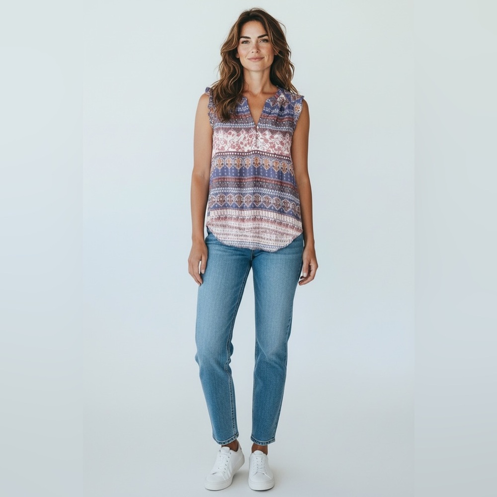 Como Blu Casual Tank Top // Pink & Blue // Small